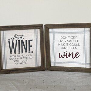 Kirklands 2 Wood Blocks 6x6 Wine Farmhouse